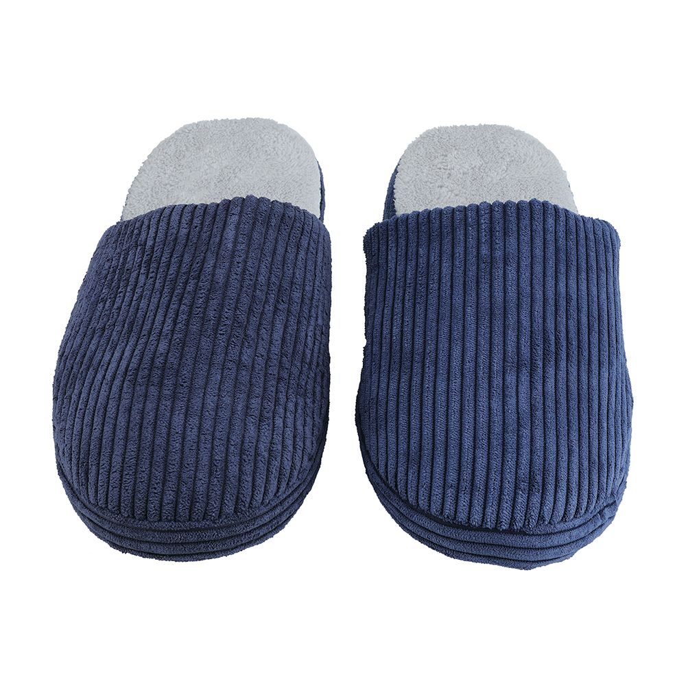 Dép Đi Trong Nhà Vải Nhung Kẻ DEAN Màu Xanh Dương