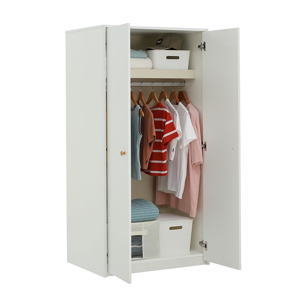 Tủ Quần Áo 2 Cánh Gỗ Công Nghiệp SHERRIN-P Màu Trắng
