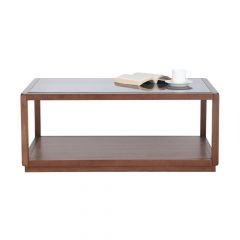 Bàn Cà Phê Kính cường lực TERRON Màu Nâu W100.4xD59xH40Cm